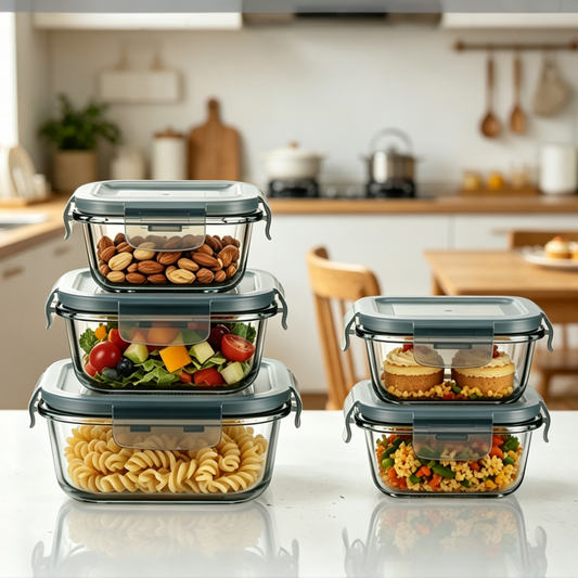Seoul Square Container - Grey - Set of 5 Pc