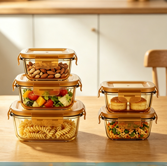 Seoul Square Container - Amber - Set of 5 Pcs