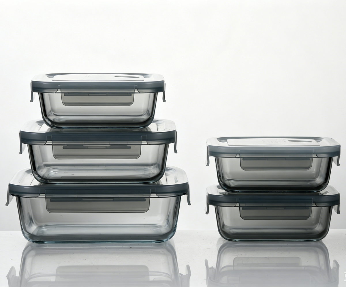 London Rectangle Container - Grey - Set of 5 Pc