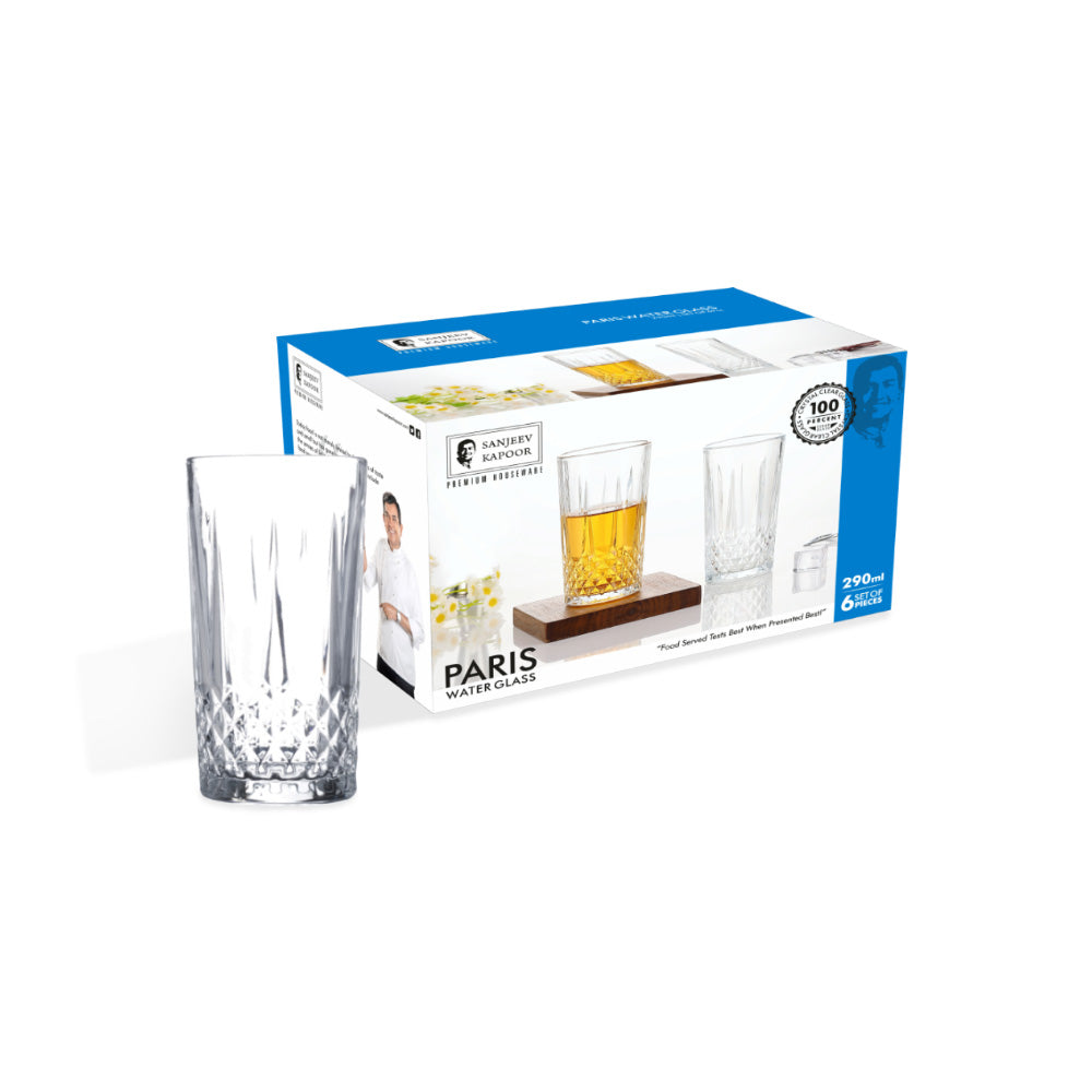 Sanjeev Kapoor - Paris Water Glass 290 ml - Set of 6 Pcs