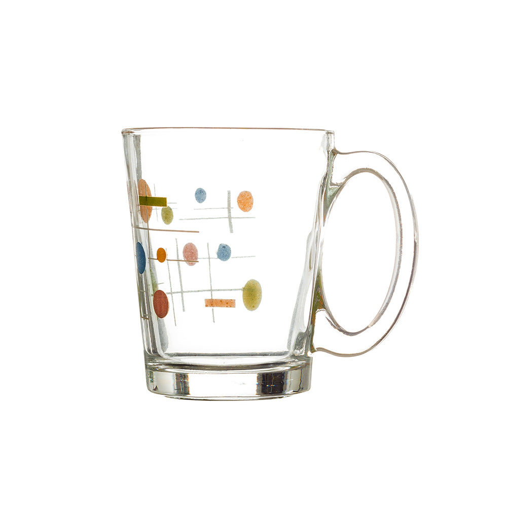 Snowflake Printed Glass Mug 290 ML - Set of 6 Pcs