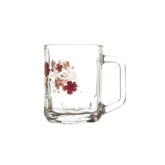 Lavender Printed Glass Mug 260 ML - Set of 6 Pcs