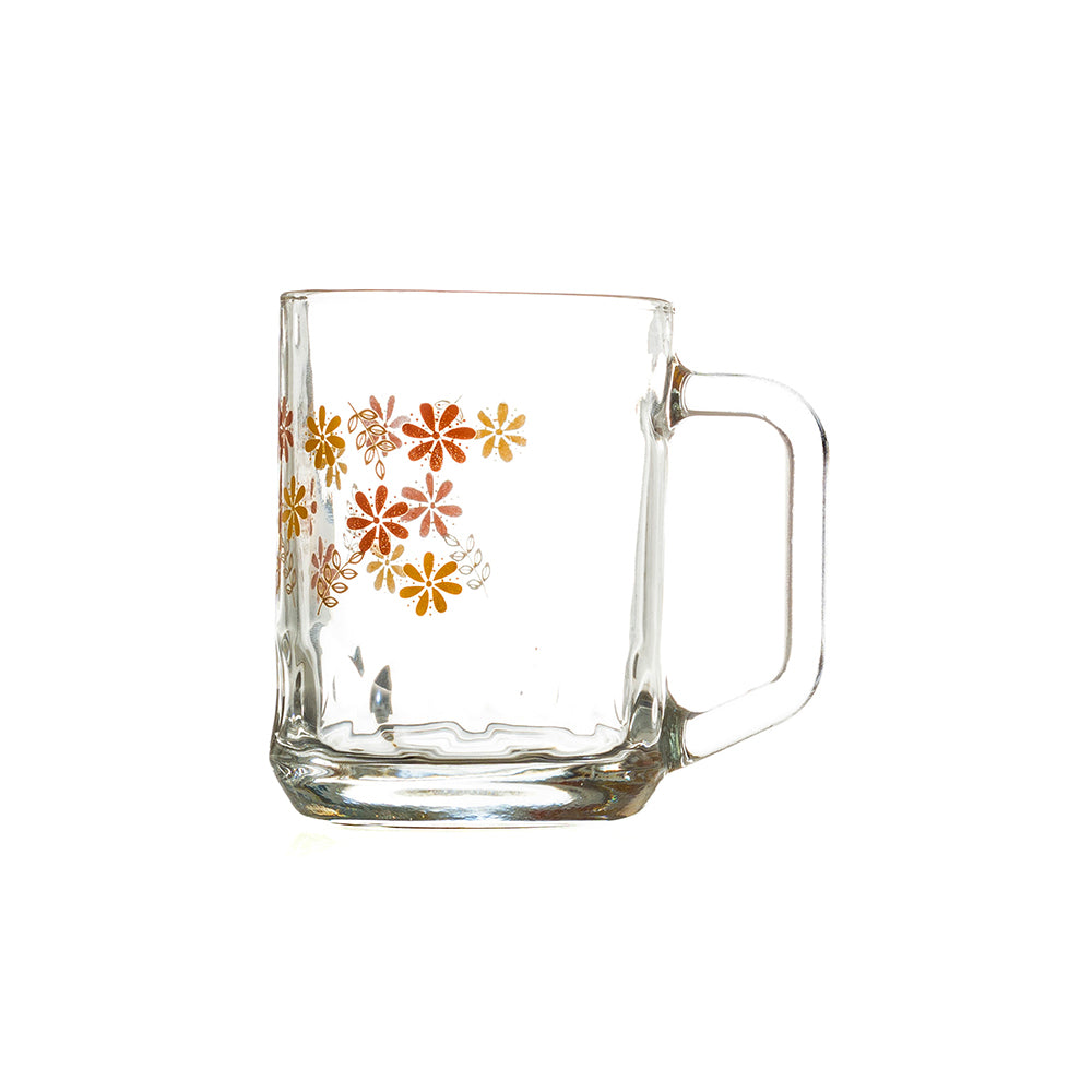 Pearly Printed Glass Mug 260 ML - Set of 6 Pcs