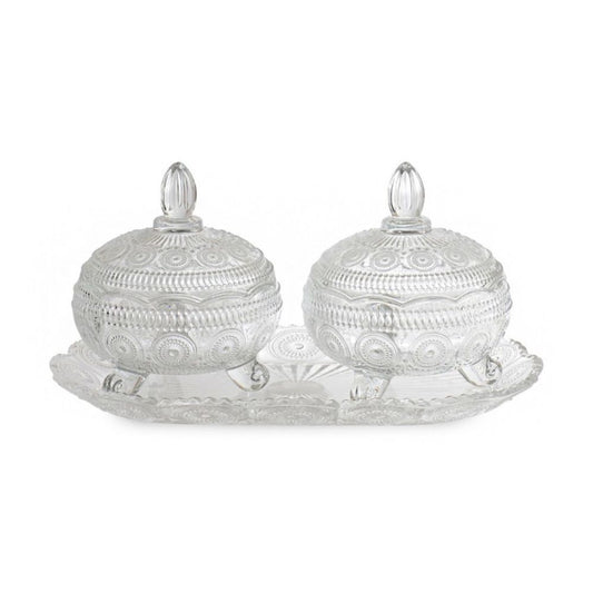 Candy Bowl with Tray - 380 ML, Set of 3 PCS (2 Bowls and 1 Tray)