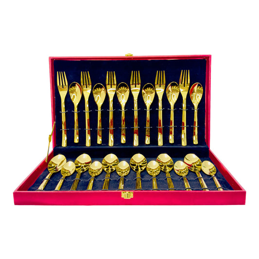 Phoenix Cutlery Set - Gold - Set of 24 Pcs