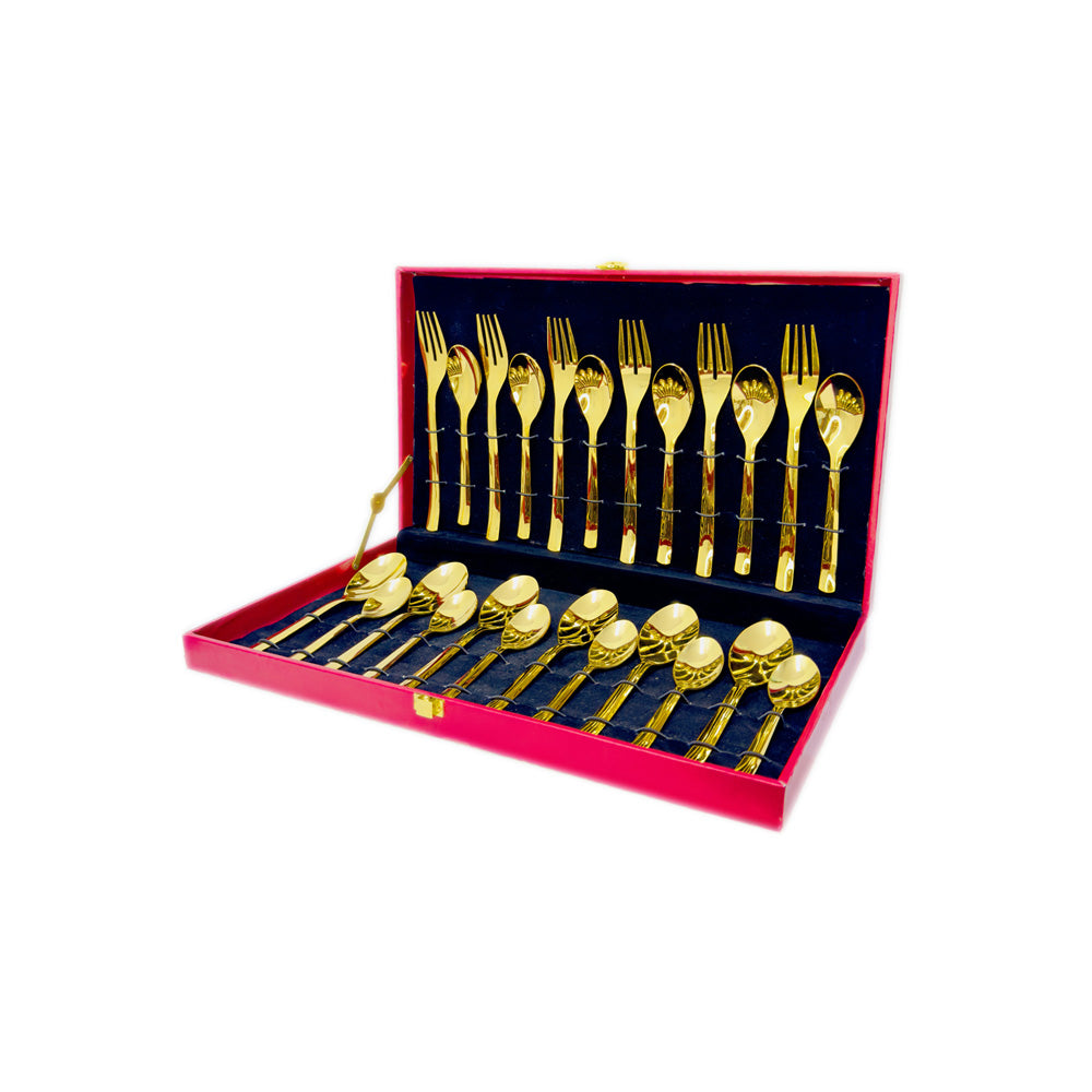 Phoenix Cutlery Set - Gold - Set of 24 Pcs