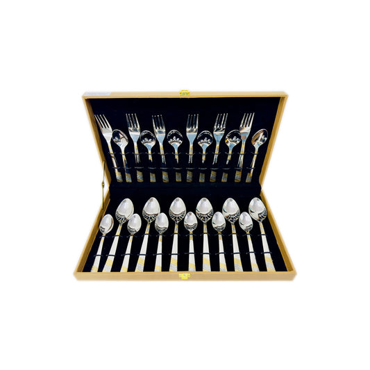 Premium 24 Carat Gold Cutlery Set (Gold) - Set of 24 Pcs