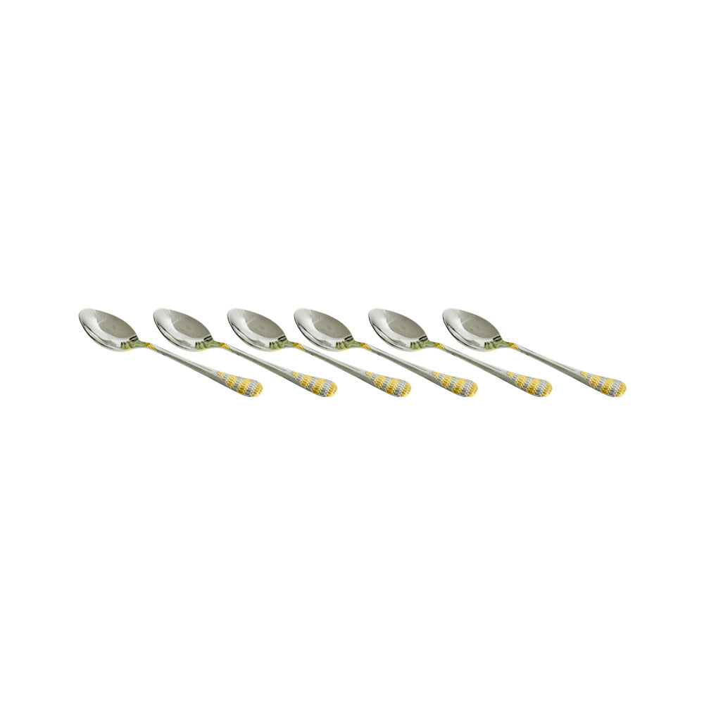 Honey Bee 24 Carat Gold Cutlery Set Table Spoon 6, Soup Spoon 6, Tea Spoon 6, Fork 6 Gold - Set of 24 Pcs