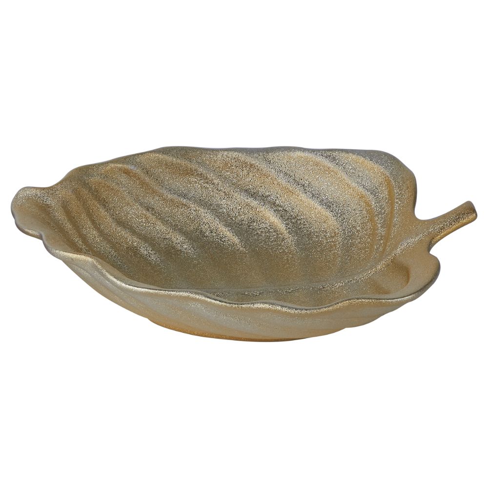 Lime Leaf Shape Bowl 23 cm Set of 1 Pc - Gold