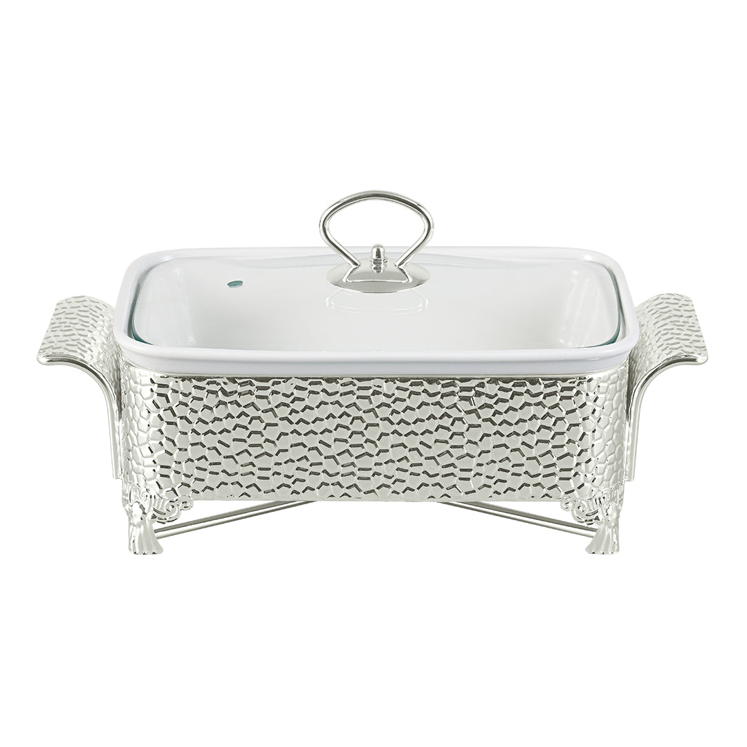 Royal Rectangle Casserole With Silver Candle Stand - 1.5 Ltr.