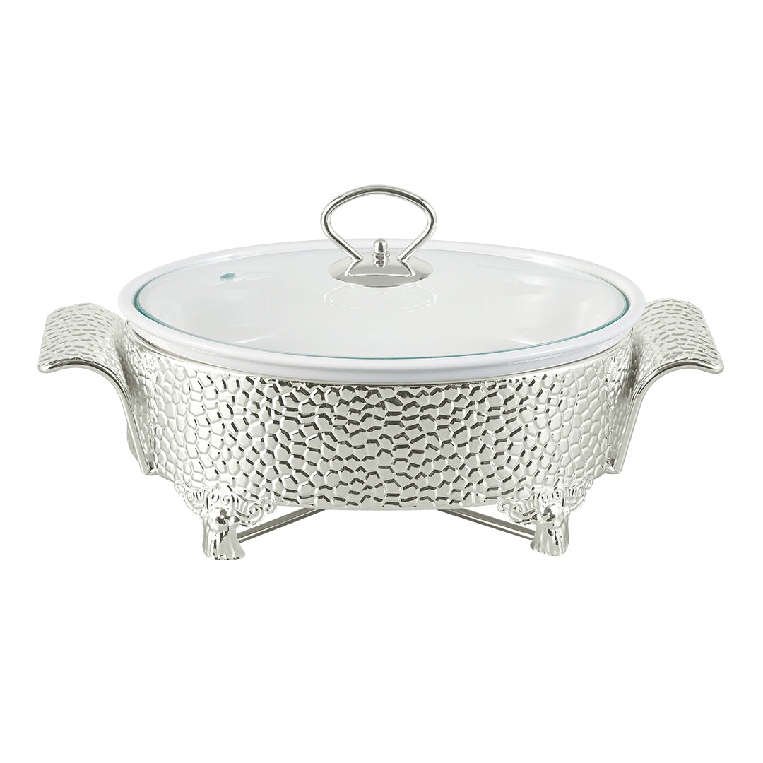 Royal Oval Casserole With Candle Stand- 1.5L Silver Stand