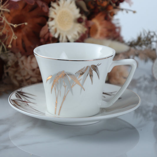 Cup And Saucer 160 Ml Set Of 6 Pcs With Design + Premium Decal