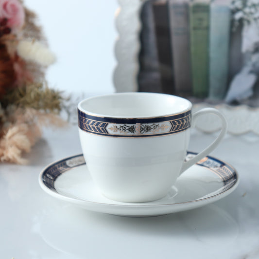 Cup And Saucer 160 Ml Set Of 6 Pcs With Design + Premium Decal