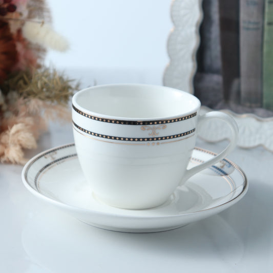 Cup And Saucer 160 Ml Set Of 6 Pcs With Design + Premium Decal