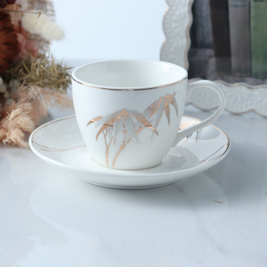 Cup And Saucer 160 Ml Set Of 6 Pcs With Design + Premium Decal