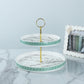 Versace Cake Plate 20.3Cm + 25.4Cm 2 Layers - White Color + Dark Green