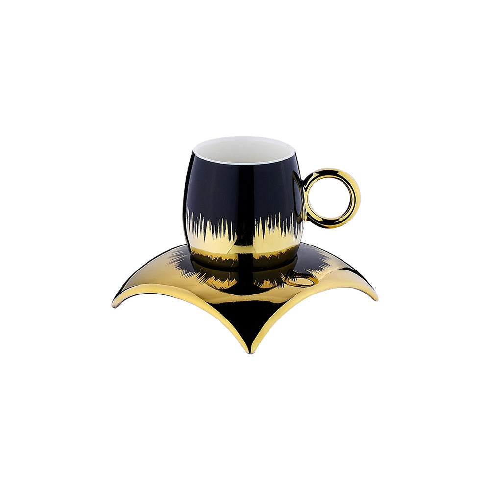 Premium Gold Collection Cup & Saucer 280 Ml Set Of 12 Pcs - Black & Gold