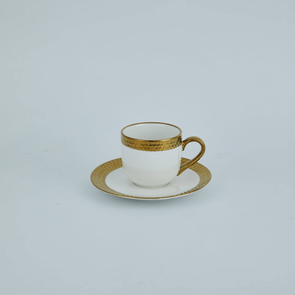 Premium Gold Collection Cup & Saucer 180 Ml Set Of 6 Pcs - White & Gold