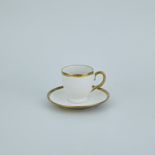 Premium Gold Collection Cup & Saucer 180 Ml Set Of 6 Pcs - White & Gold