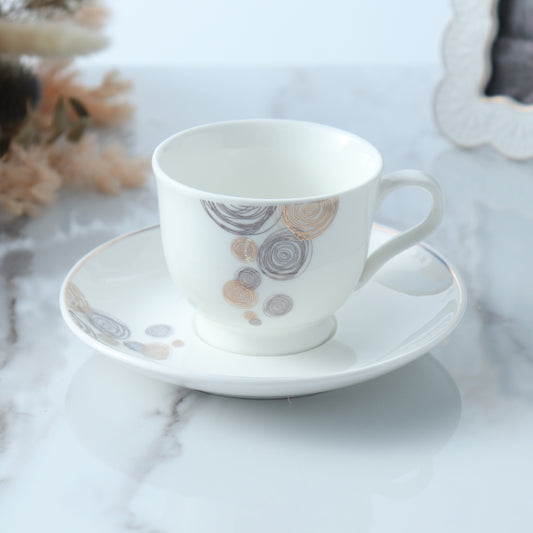 Cup And Saucer 160 Ml Set Of 6 Pcs With Design + Premium Decal