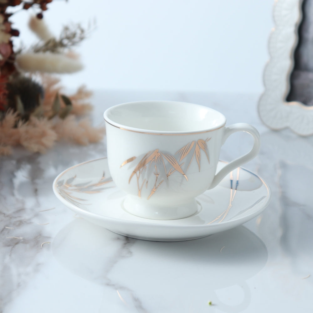 Cup And Saucer 160 Ml Set Of 6 Pcs With Design + Premium Decal