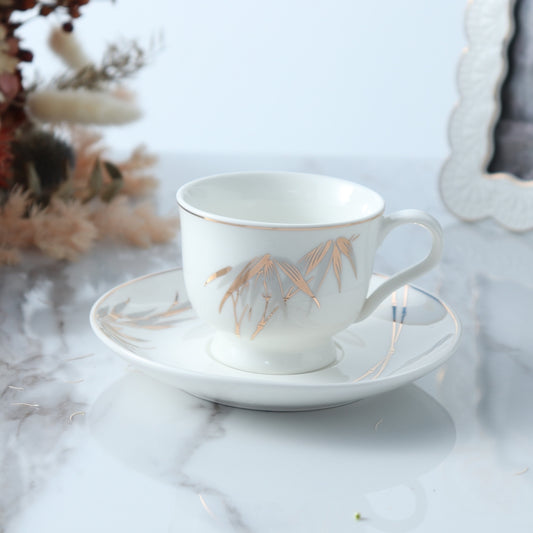 Cup And Saucer 160 Ml Set Of 6 Pcs With Design + Premium Decal