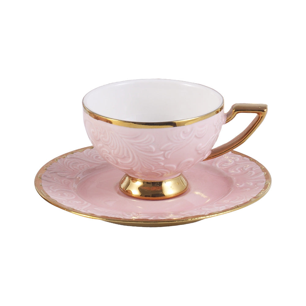 Astro Cup & Saucer 180 ML - Set of 12 Pcs - Pink