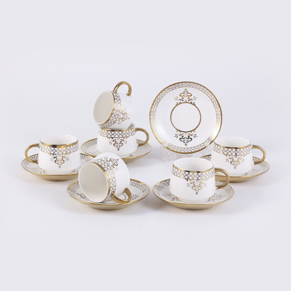 Bistro Cup & Saucer Set Floral Design 180 ML - Set of 12 Pcs