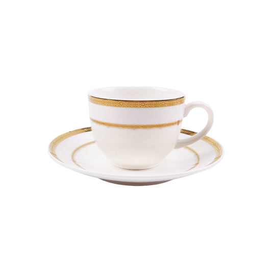 Cup & Saucer White 150 ML - Set of 12 Pcs (6 Cups & 6 Saucers)