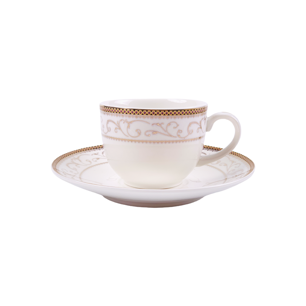 Cup & Saucer White 150 ML - Set of 12 Pcs (6 Cups & 6 Saucers)