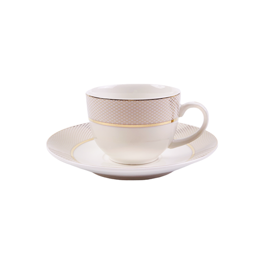 Cup & Saucer White 150 ML - Set of 12 Pcs (6 Cups & 6 Saucers)