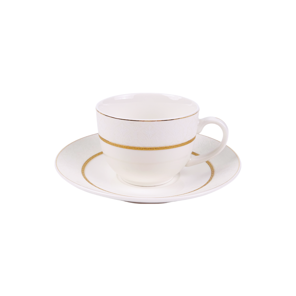 Cup & Saucer White 150 ML - Set of 12 Pcs (6 Cups & 6 Saucers)