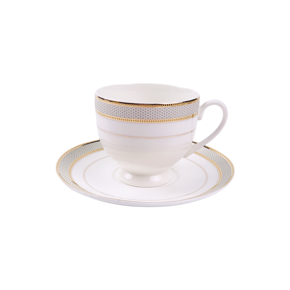 Cup & Saucer White 160 ML - Set of 12 Pcs (6 Cups & 6 Saucers)