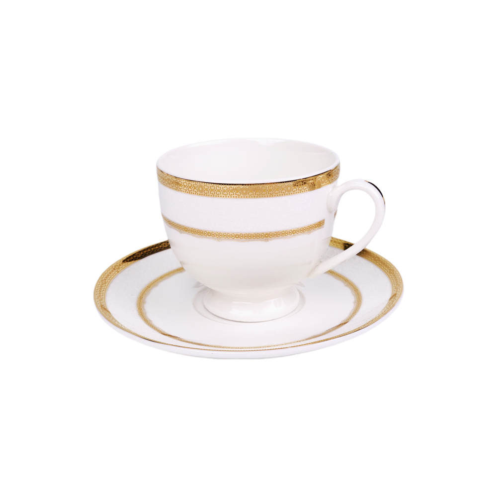 Cup & Saucer White 160 ML - Set of 12 Pcs (6 Cups & 6 Saucers)