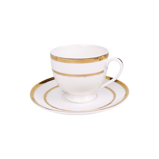 Cup & Saucer White 160 ML - Set of 12 Pcs (6 Cups & 6 Saucers)