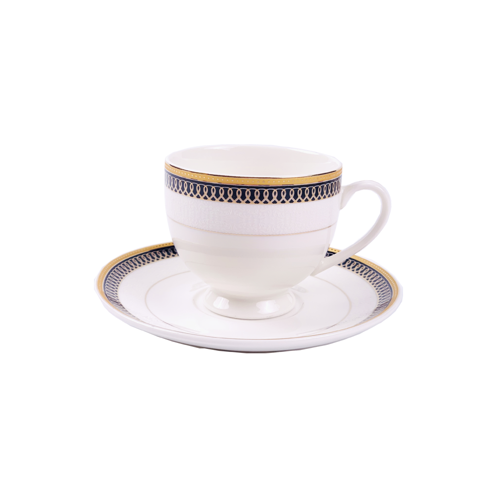 Cup & Saucer White 160 ML - Set of 12 Pcs (6 Cups & 6 Saucers)