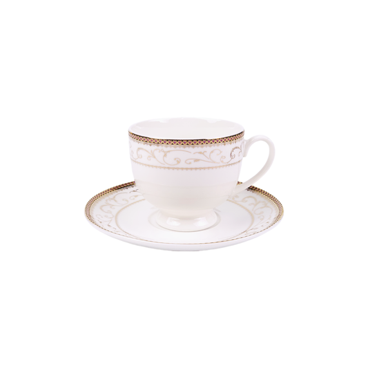 Cup & Saucer White 160 ML - Set of 12 Pcs (6 Cups & 6 Saucers)