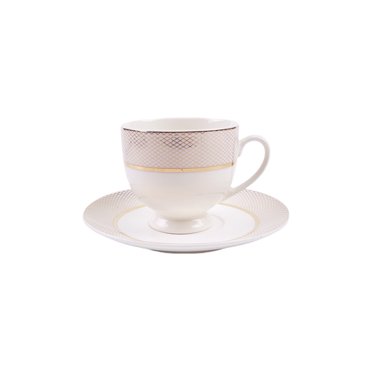 Cup & Saucer White 160 ML - Set of 12 Pcs (6 Cups & 6 Saucers)