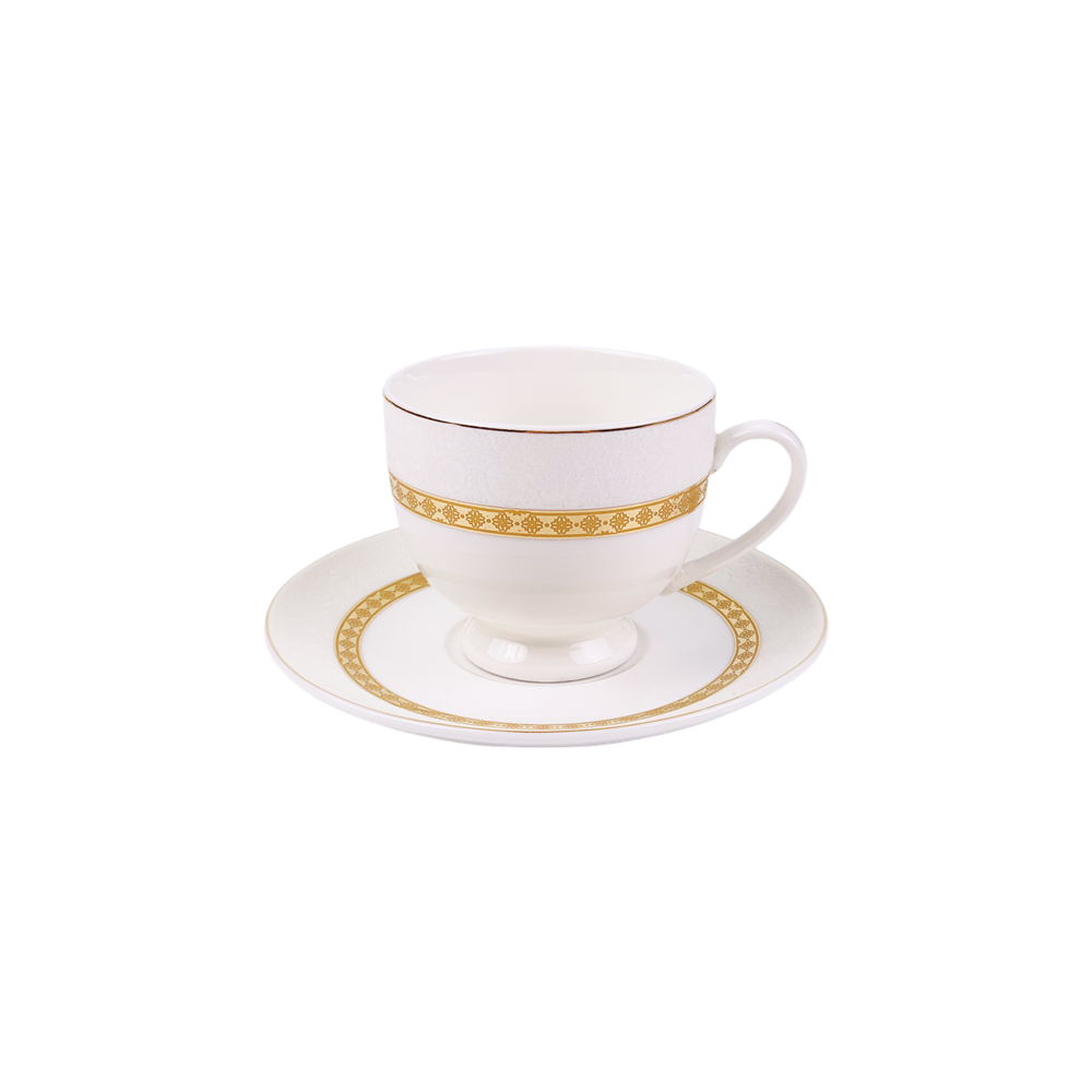 Cup & Saucer White 160 ML - Set of 12 Pcs (6 Cups & 6 Saucers)