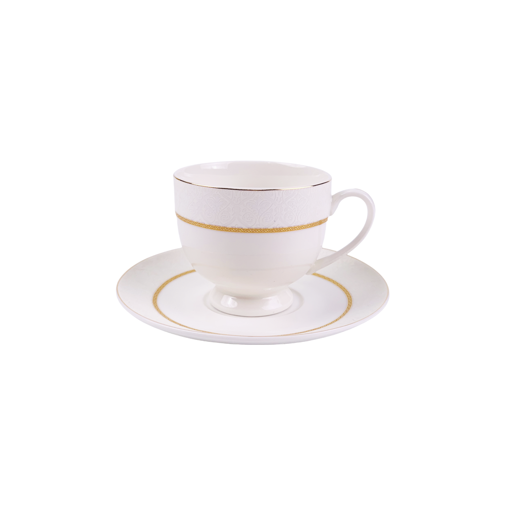 Cup & Saucer White 160 ML - Set of 12 Pcs (6 Cups & 6 Saucers)