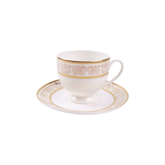 Cup & Saucer White 160 ML - Set of 12 Pcs (6 Cups & 6 Saucers)