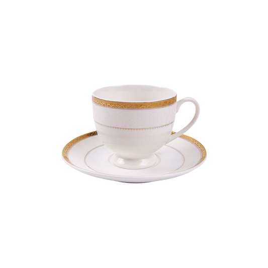 Cup & Saucer White 160 ML - Set of 12 Pcs (6 Cups & 6 Saucers)