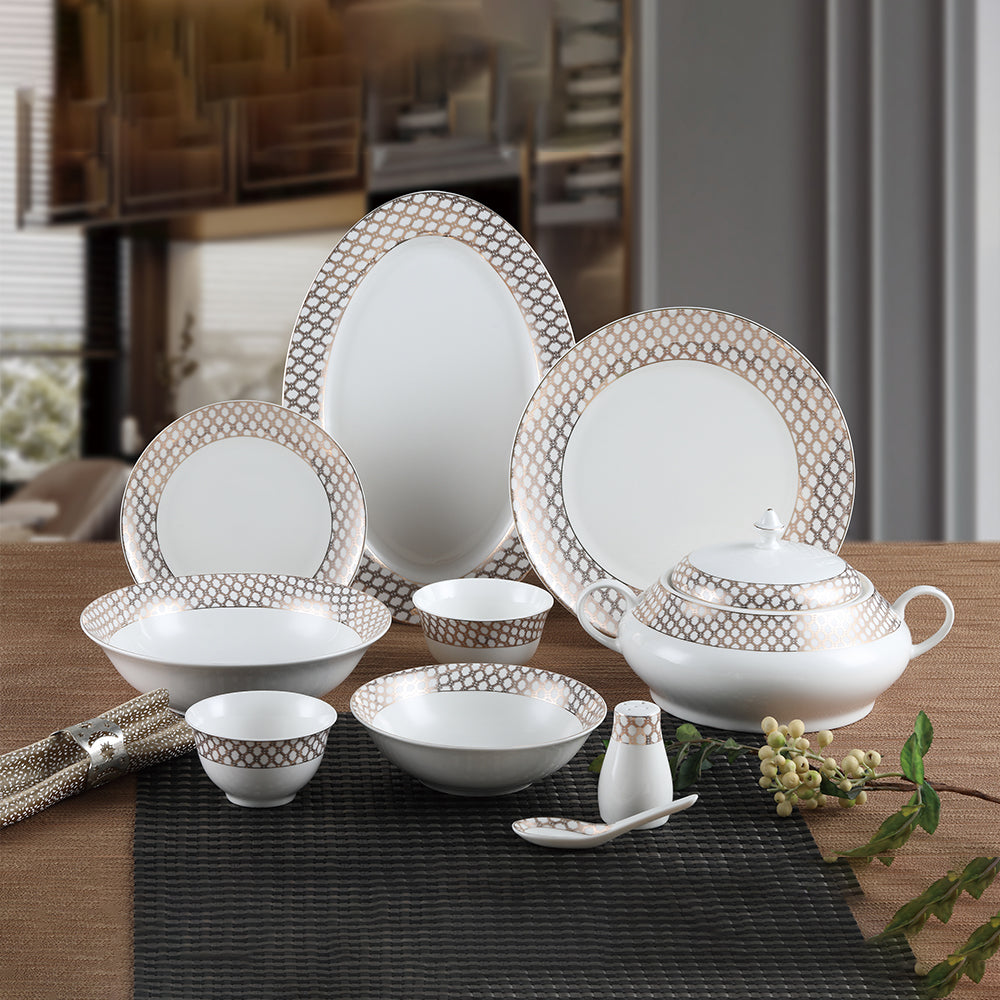 Round Bone China Dinner Set - Set of 38 Pcs