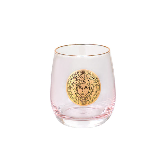 Whisky Glass 350 ML Set of 6 Pcs - Pink with Gold Line - ( YG3511 )