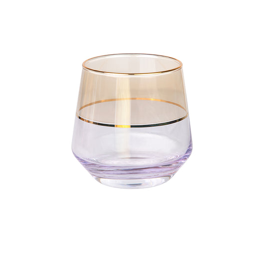 Whisky Glass 380ml Set of 6 Pc - 2 Tone Purple with Gold Line - ( YG3512 )