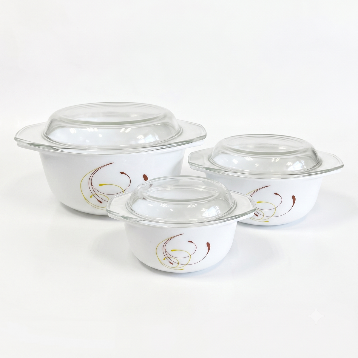 Perish Opalware Casserole Set Set of 6 Pc