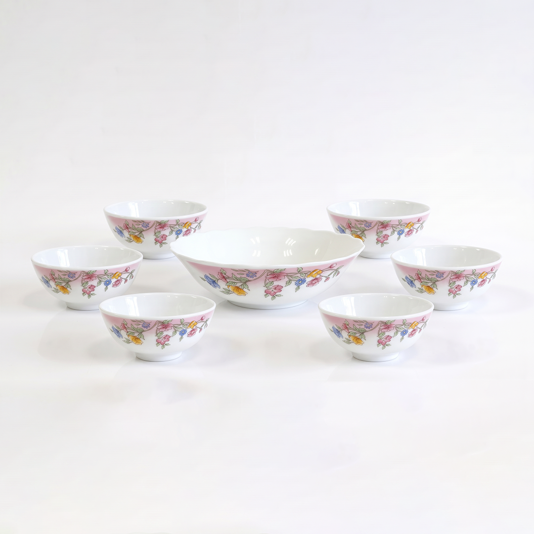 Covel Opalware Pudding Set - Set Of 7 Pc