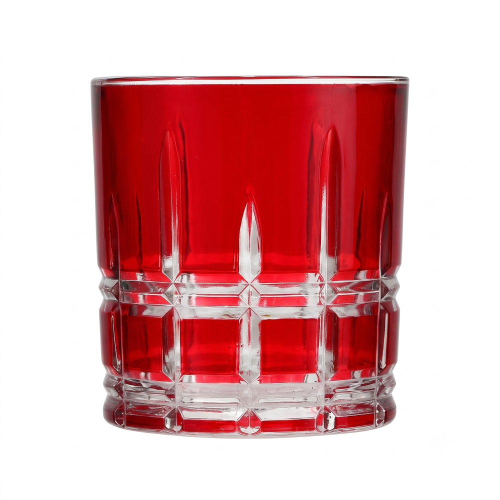 Quebec Whisky Glass-Red 330 Ml Set Of 6 Pcs