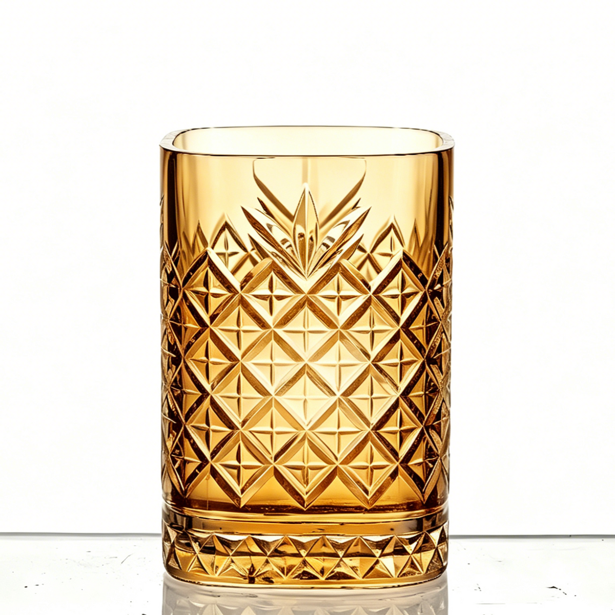 Vetro Square Glass 270 Ml - Amber - Set Of 6 Pcs