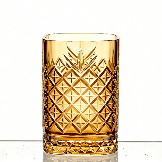 Vetro Square Glass 270 Ml - Amber - Set Of 6 Pcs